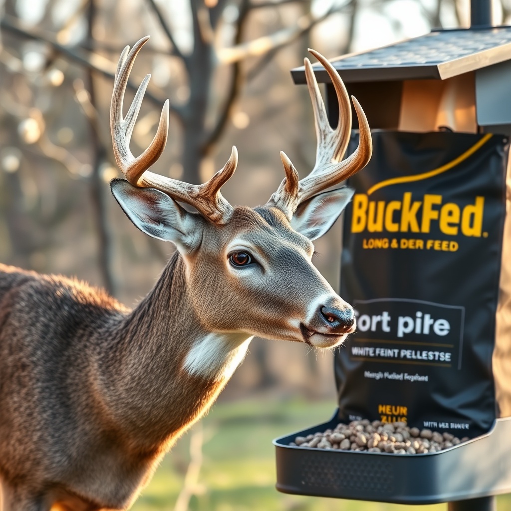A photorealistic close-up of a whitetail buck in early spring